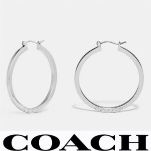 Coach Shiny Silver Hoop Earrings